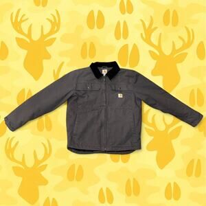 Carhartt Men’s Size Medium Charcoal Gray Rugged Canvas Work Jacket Modern Era